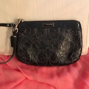 Coach Black Leather Wristlet